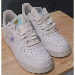Nike Air Force 1 CV1699-100 Men's Shoe Size 8 White Iridescent Pixel Sneaker